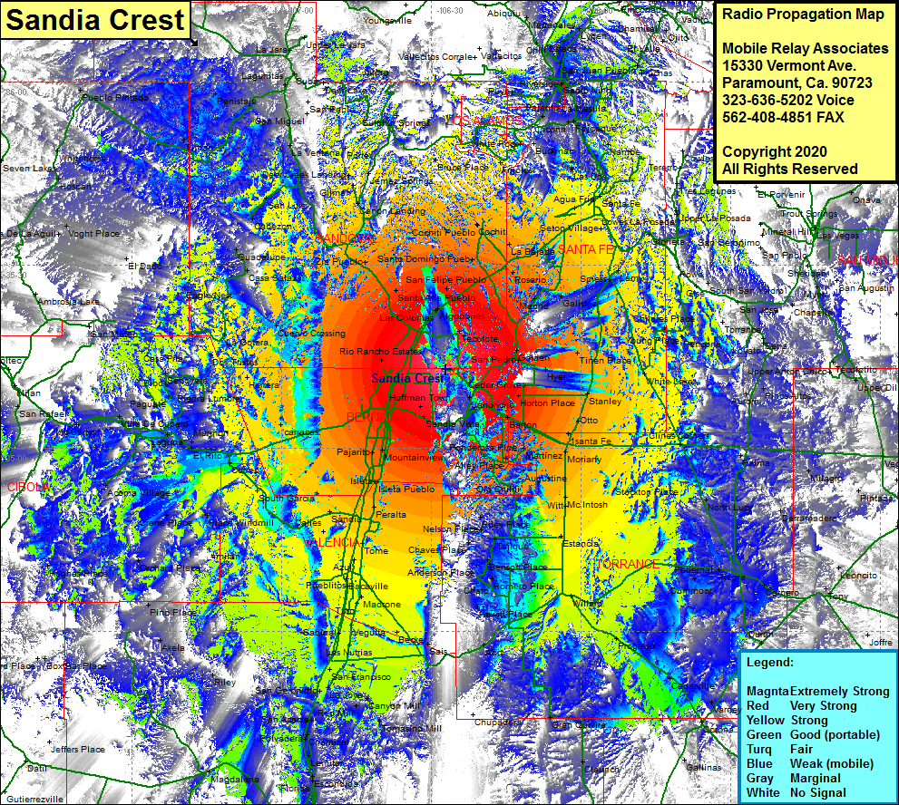 heat map radio coverage Sandia Crest